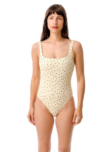 Imagen de Coconut - Malla Entera Escote Recto Estampado Lunares
