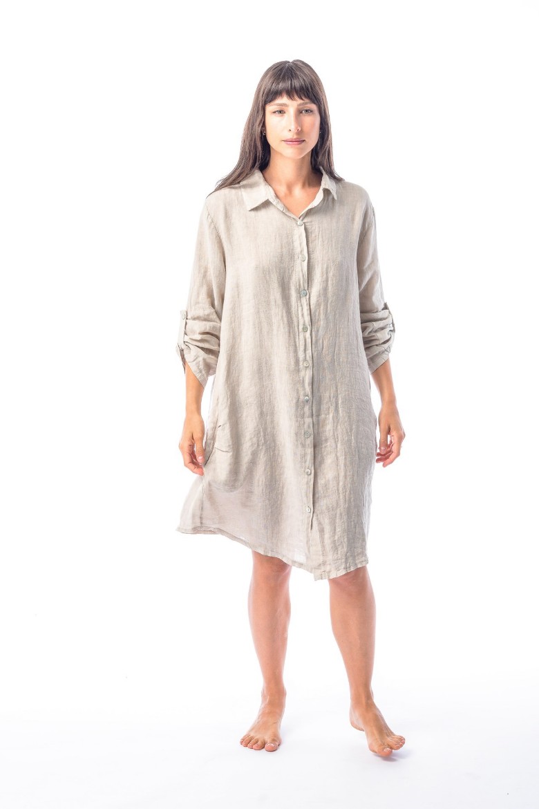 Imagen de Sutton - Camisa de Lino Larga Beige