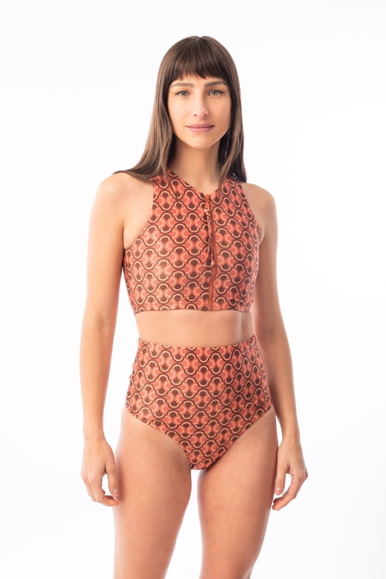 Imagen de Melbourne - Bikini Top con Cierre Estampado Terracota