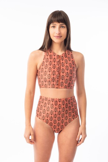 Imagen de Melbourne - Bikini Top con Cierre Estampado Terracota