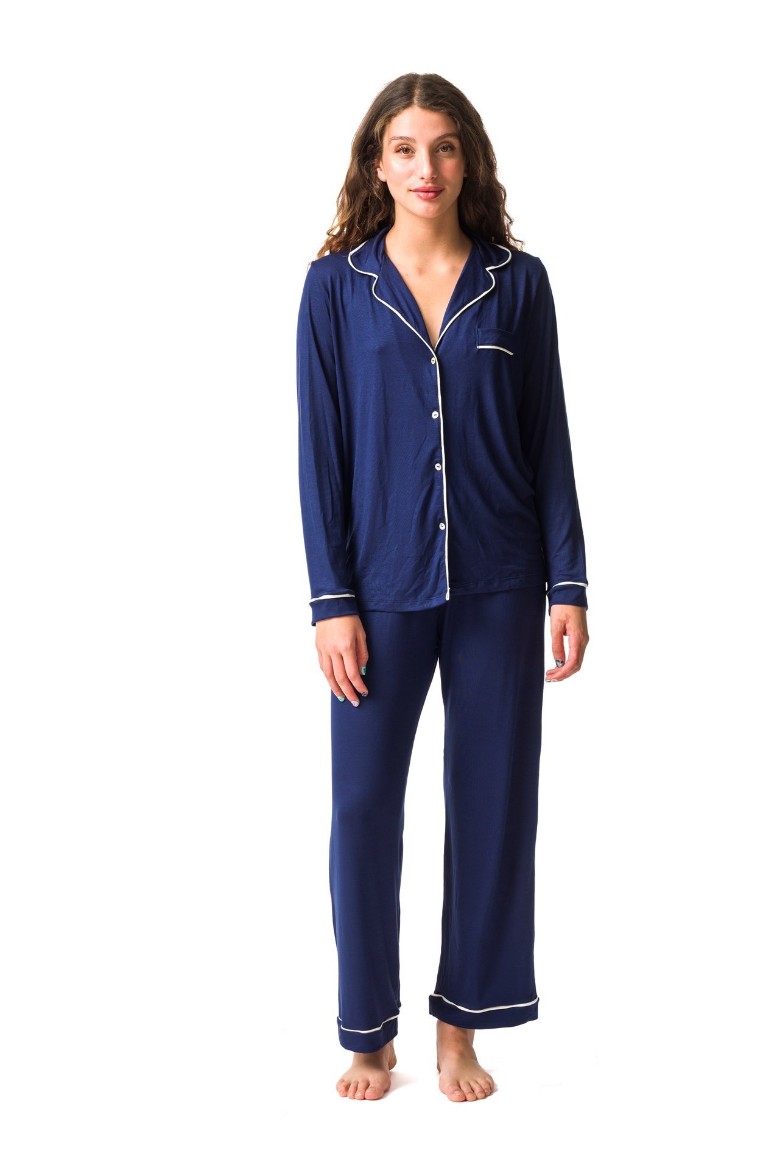 Imagen de Donatella - Pijama Camisero Largo Azul Marino