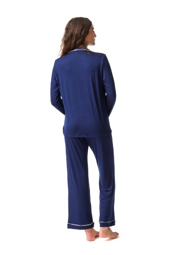 Imagen de Donatella - Pijama Camisero Largo Azul Marino