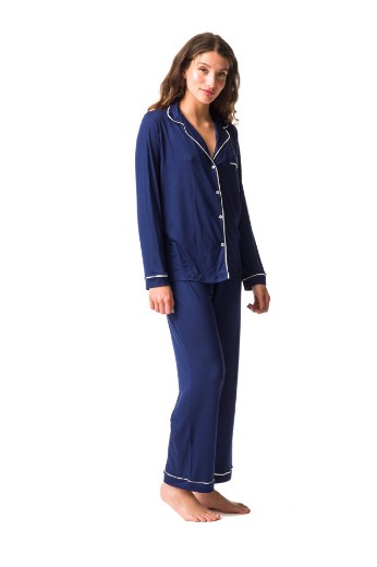 Imagen de Donatella - Pijama Camisero Largo Azul Marino