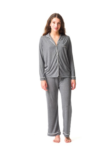 Imagen de Donatella - Pijama Camisero Largo Gris Oscuro