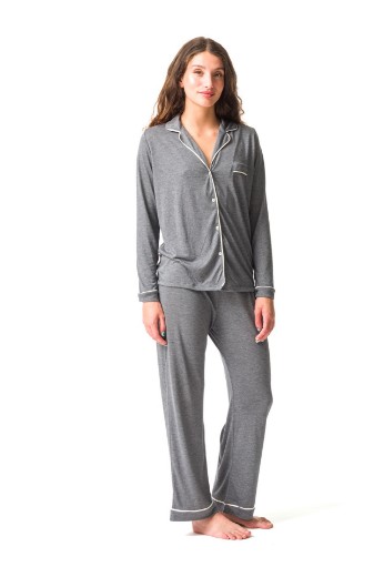 Imagen de Donatella - Pijama Camisero Largo Gris Oscuro