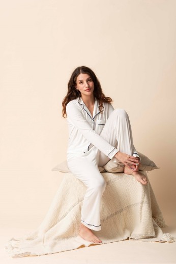 Imagen de Donatella - Pijama Camisero Largo Crudo