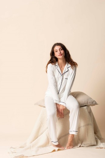 Imagen de Donatella - Pijama Camisero Largo Crudo