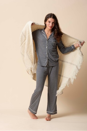 Imagen de Donatella - Pijama Camisero Largo Gris Oscuro