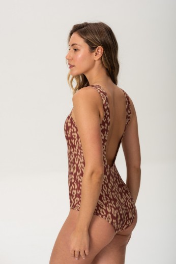 Imagen de Aruba - Malla Entera Escote en V  Estampado Animal Print Brillo