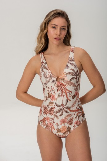 Imagen de Tropea- Malla Entera Con Argolla Estampado Floreado