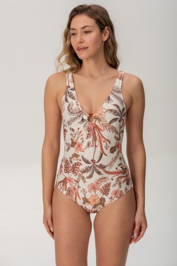 Imagen de Tropea- Malla Entera Con Argolla Estampado Floreado