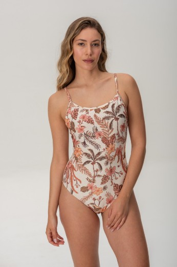 Imagen de Palma - Malla Entera Solera Estampado Floreado Crudo