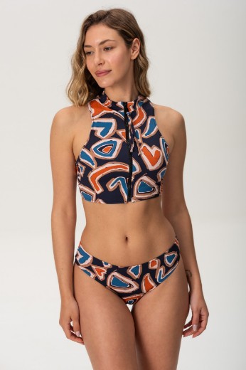 Imagen de Bahia - Bikini Top con Cierre Estampado Azul